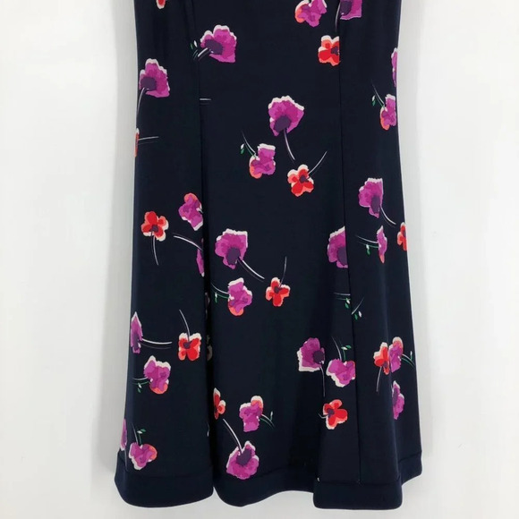 Chaps Navy Blue Floral  Red Pink Sleeveless Fit & Flair midi dress SP - Picture 6 of 13